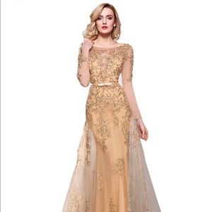 Meier Women's Illusion Long Sleeve Formal Dress